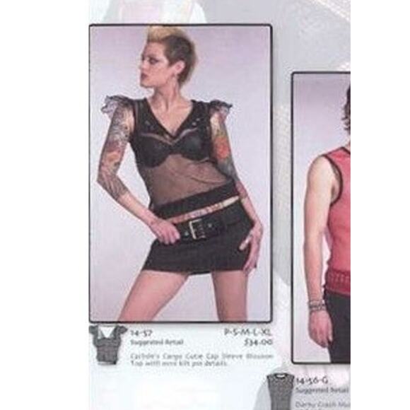 Vintage Lip Service SAMPLE 2002 Black Carlisle's Cargo Cutie Raid Y2K Goth Top - Picture 2 of 16